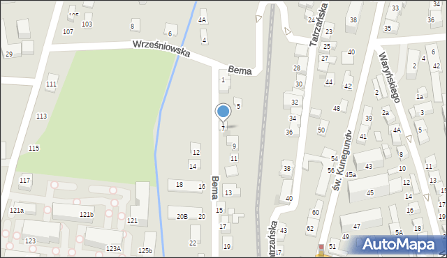 Nowy Sącz, Bema Józefa, gen., 7, mapa Nowego Sącza