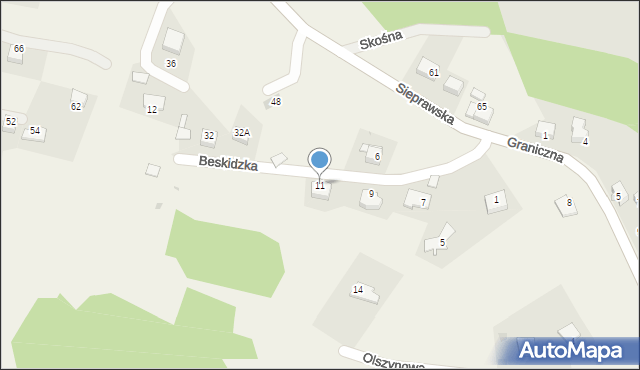 Olszowice, Beskidzka, 11, mapa Olszowice