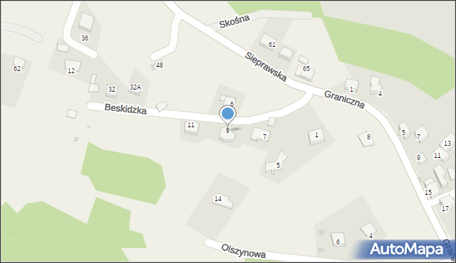 Olszowice, Beskidzka, 9, mapa Olszowice