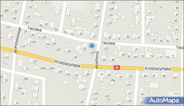 Ostrów Wielkopolski, Bema Józefa, gen., 119, mapa Ostrów Wielkopolski