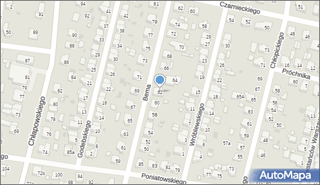 Ostrów Wielkopolski, Bema Józefa, gen., 62, mapa Ostrów Wielkopolski