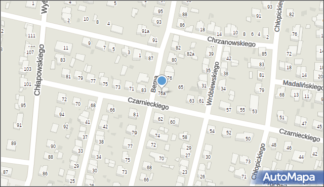 Ostrów Wielkopolski, Bema Józefa, gen., 76a, mapa Ostrów Wielkopolski
