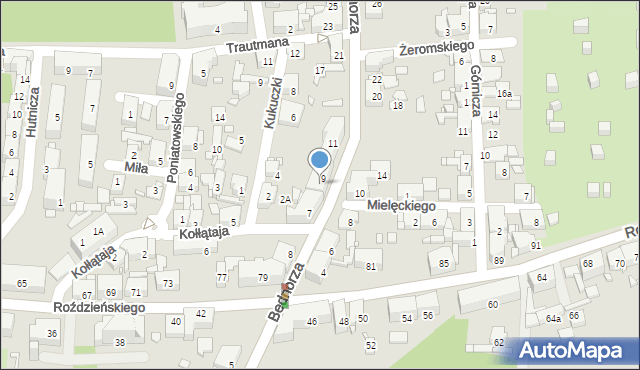 Piekary Śląskie, Bednorza Herberta, bp., 9a, mapa Piekary Śląskie