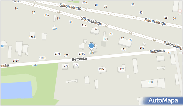 Piotrków Trybunalski, Belzacka, 175, mapa Piotrków Trybunalski