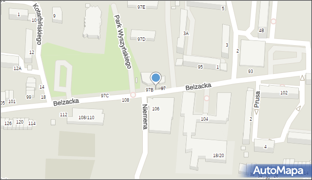 Piotrków Trybunalski, Belzacka, 97A, mapa Piotrków Trybunalski