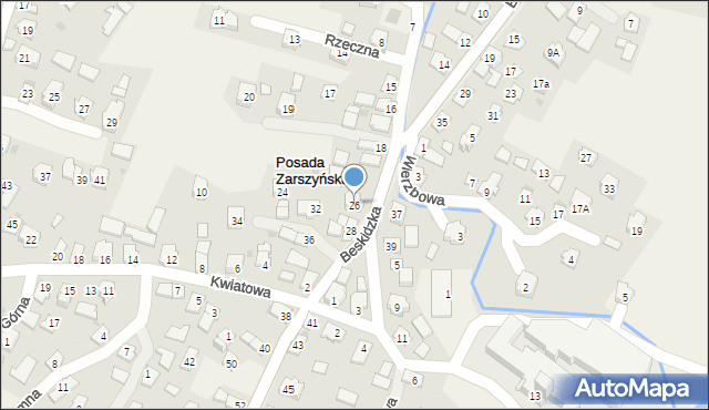 Posada Zarszyńska, Beskidzka, 26, mapa Posada Zarszyńska