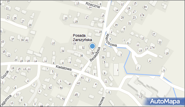 Posada Zarszyńska, Beskidzka, 28, mapa Posada Zarszyńska