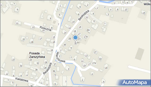 Posada Zarszyńska, Beskidzka, 31, mapa Posada Zarszyńska