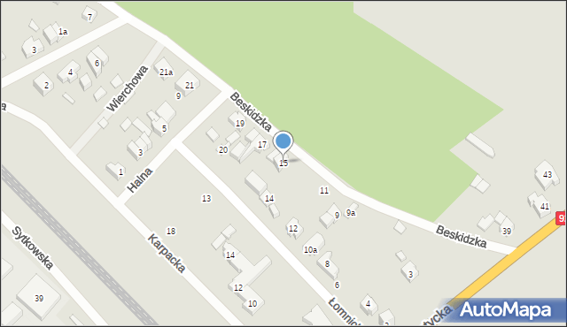 Poznań, Beskidzka, 15, mapa Poznania