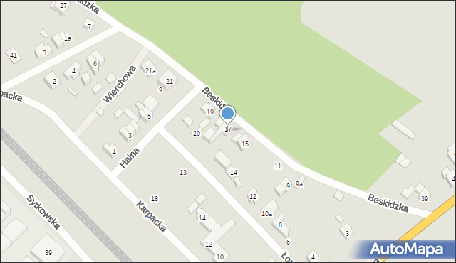 Poznań, Beskidzka, 17, mapa Poznania