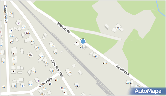 Poznań, Beskidzka, 49a, mapa Poznania