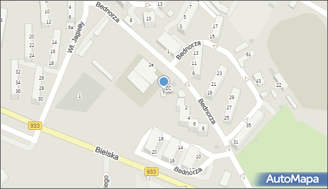 Pszczyna, Bednorza Herberta, ks. bp., 2d, mapa Pszczyny
