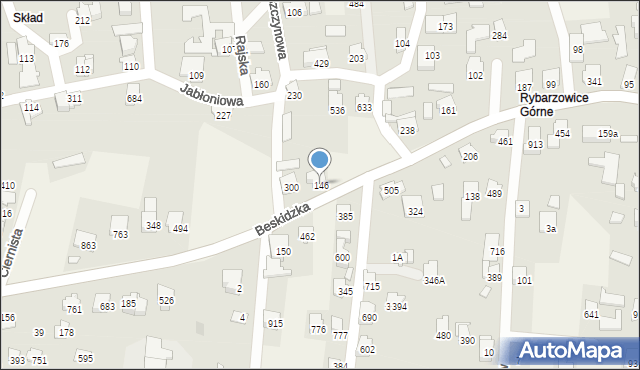 Rybarzowice, Beskidzka, 146, mapa Rybarzowice