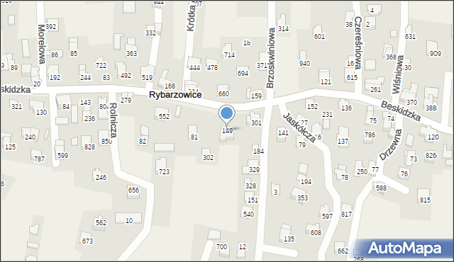 Rybarzowice, Beskidzka, 149, mapa Rybarzowice