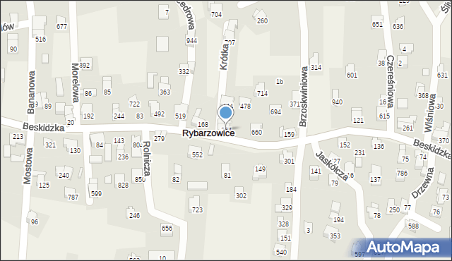 Rybarzowice, Beskidzka, 364, mapa Rybarzowice