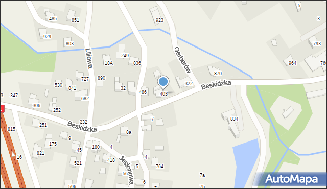 Rybarzowice, Beskidzka, 403, mapa Rybarzowice