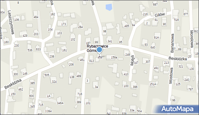 Rybarzowice, Beskidzka, 454, mapa Rybarzowice