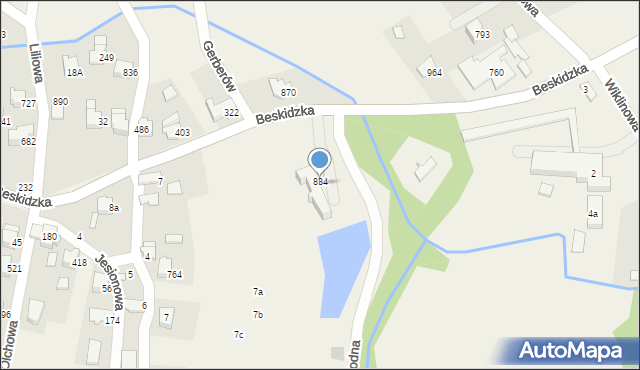 Rybarzowice, Beskidzka, 834, mapa Rybarzowice