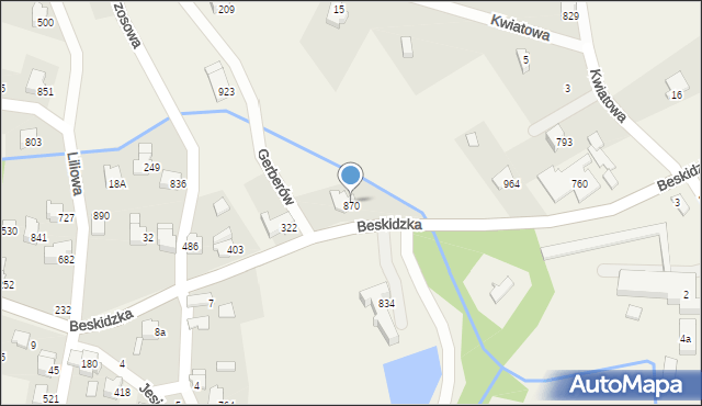 Rybarzowice, Beskidzka, 870, mapa Rybarzowice