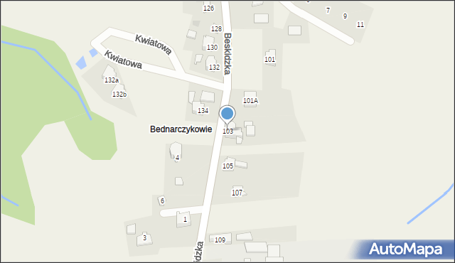 Rychwałd, Beskidzka, 103, mapa Rychwałd