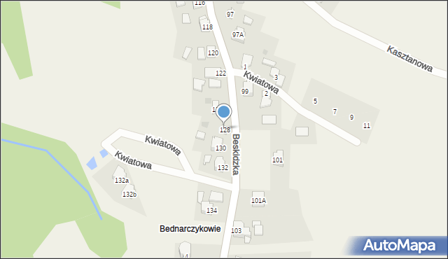Rychwałd, Beskidzka, 128, mapa Rychwałd