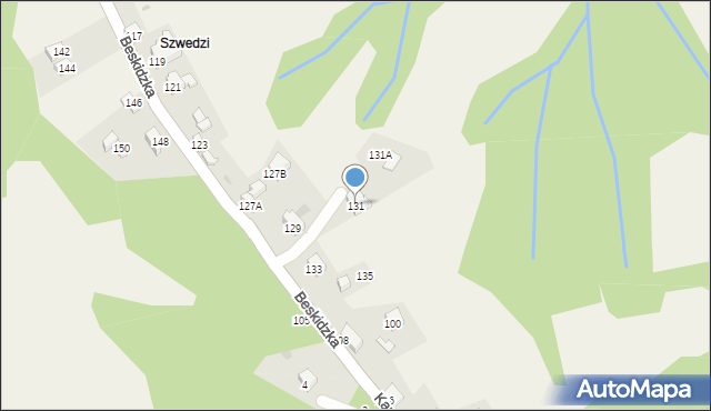 Rychwałd, Beskidzka, 131, mapa Rychwałd