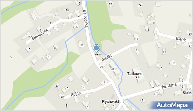 Rychwałd, Beskidzka, 37, mapa Rychwałd