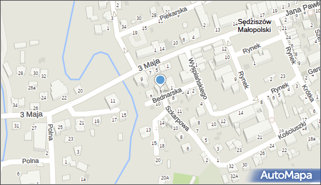 Sędziszów Małopolski, Bednarska, 3, mapa Sędziszów Małopolski