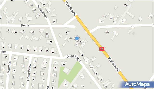 Sierpc, Bema Józefa, gen., 24, mapa Sierpc