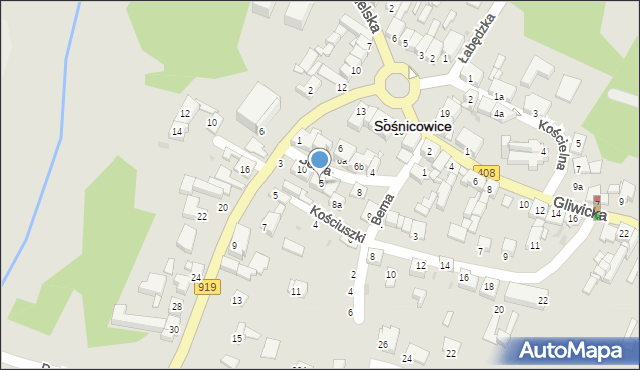 Sośnicowice, Bema Józefa, gen., 5, mapa Sośnicowice