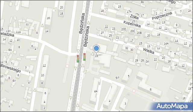 Sosnowiec, Będzińska, 13, mapa Sosnowca