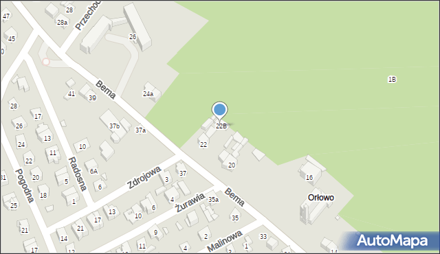 Starachowice, Bema Józefa, gen., 22B, mapa Starachowic