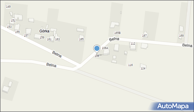 Strzyżowice, Belna, 106, mapa Strzyżowice