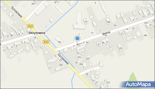 Strzyżowice, Belna, 4a, mapa Strzyżowice