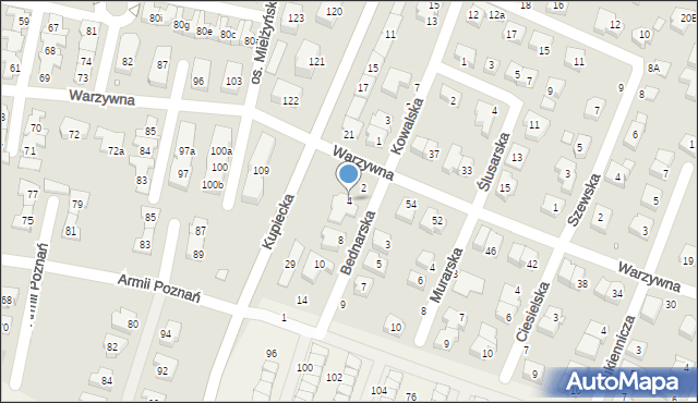 Swarzędz, Bednarska, 4, mapa Swarzędz