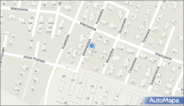 Swarzędz, Bednarska, 5, mapa Swarzędz