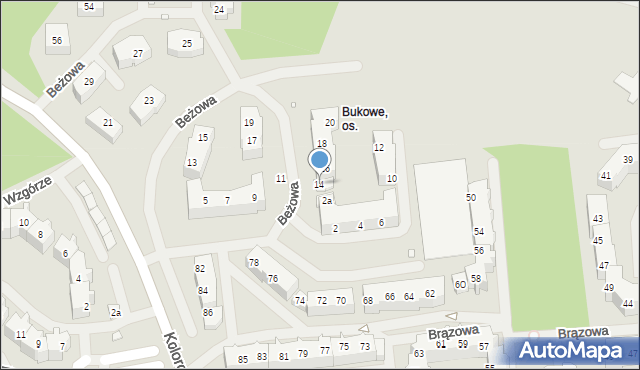 Szczecin, Beżowa, 14, mapa Szczecina