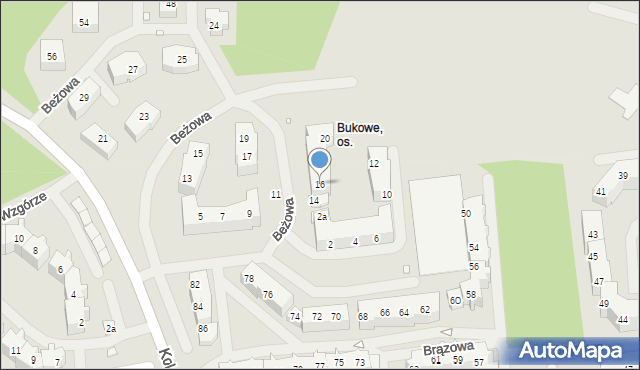 Szczecin, Beżowa, 16, mapa Szczecina