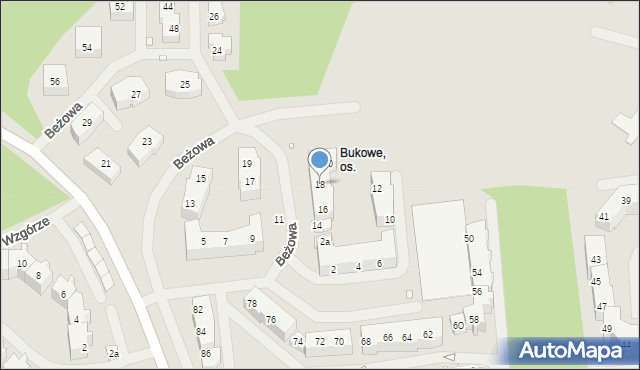 Szczecin, Beżowa, 18, mapa Szczecina