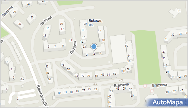 Szczecin, Beżowa, 4, mapa Szczecina