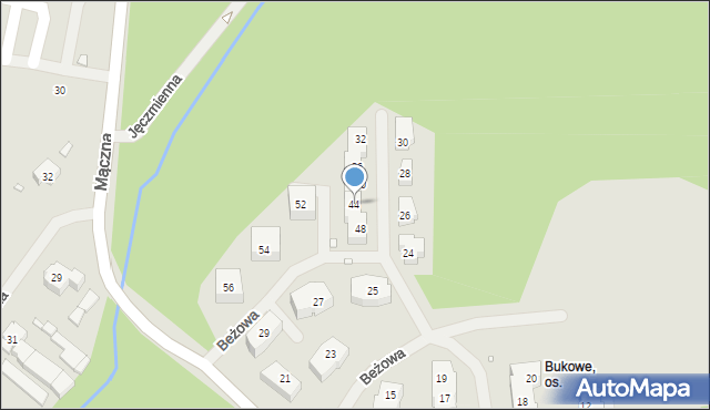 Szczecin, Beżowa, 44, mapa Szczecina