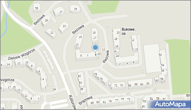 Szczecin, Beżowa, 9, mapa Szczecina