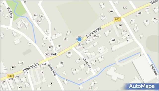 Szczyrk, Beskidzka, 124, mapa Szczyrk