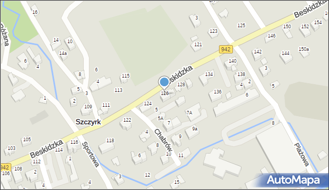 Szczyrk, Beskidzka, 126, mapa Szczyrk