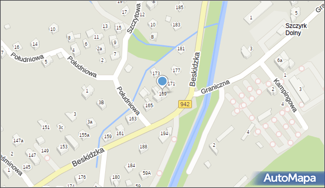 Szczyrk, Beskidzka, 169, mapa Szczyrk