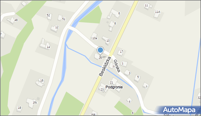 Targanice, Beskidzka, 20, mapa Targanice