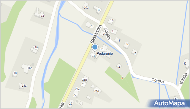 Targanice, Beskidzka, 23a, mapa Targanice