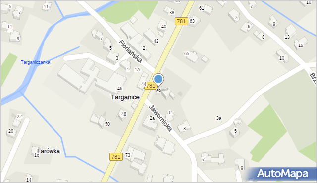 Targanice, Beskidzka, 69, mapa Targanice