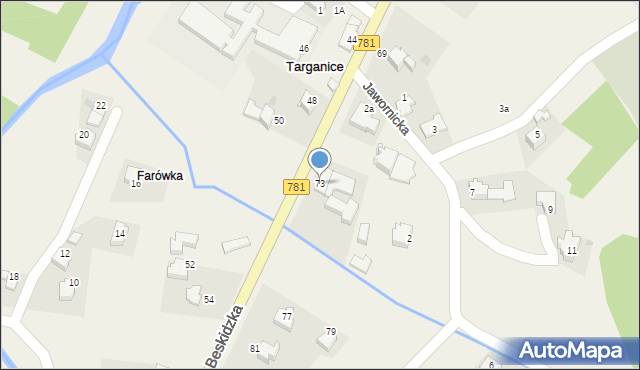 Targanice, Beskidzka, 73, mapa Targanice