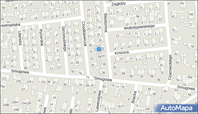 Tomaszów Mazowiecki, Bezdomna, 34, mapa Tomaszów Mazowiecki